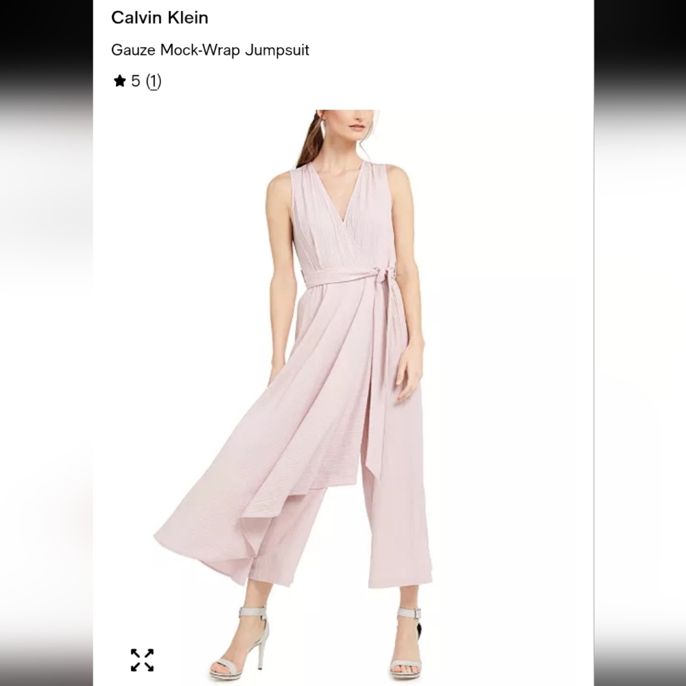 Calvin Klein Pink Gauze Mock-Wrap Jumpsuit